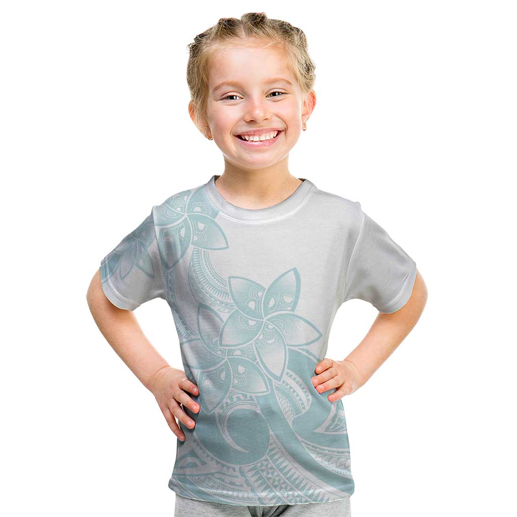 Polynesian Tribal Plumeria Lotu Tamaiti Kid T Shirt Pastel Cyan LT9 Cyan - Polynesian Pride