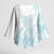 Polynesian Tribal Plumeria Lotu Tamaiti Kimono Sleeve Blouse Pastel Cyan - Polynesian Pride