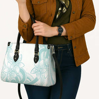 Polynesian Tribal Plumeria Lotu Tamaiti Leather Bag Pastel Cyan - Polynesian Pride