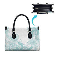 Polynesian Tribal Plumeria Lotu Tamaiti Leather Bag Pastel Cyan - Polynesian Pride