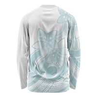 Polynesian Tribal Plumeria Lotu Tamaiti Long Sleeve Shirt Pastel Cyan - Polynesian Pride