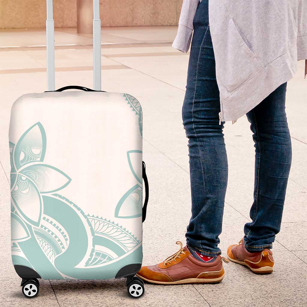Polynesian Tribal Plumeria Lotu Tamaiti Luggage Cover Pastel Cyan LT9 Cyan - Polynesian Pride
