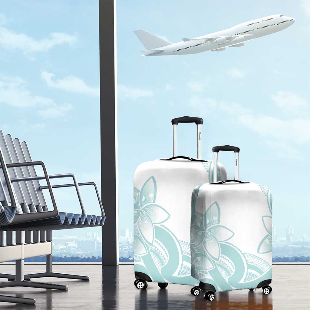 Polynesian Tribal Plumeria Lotu Tamaiti Luggage Cover Pastel Cyan - Polynesian Pride