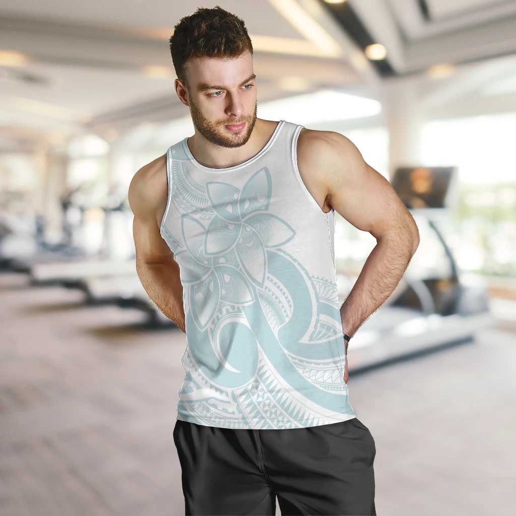Polynesian Tribal Plumeria Lotu Tamaiti Men Tank Top Pastel Cyan - Polynesian Pride