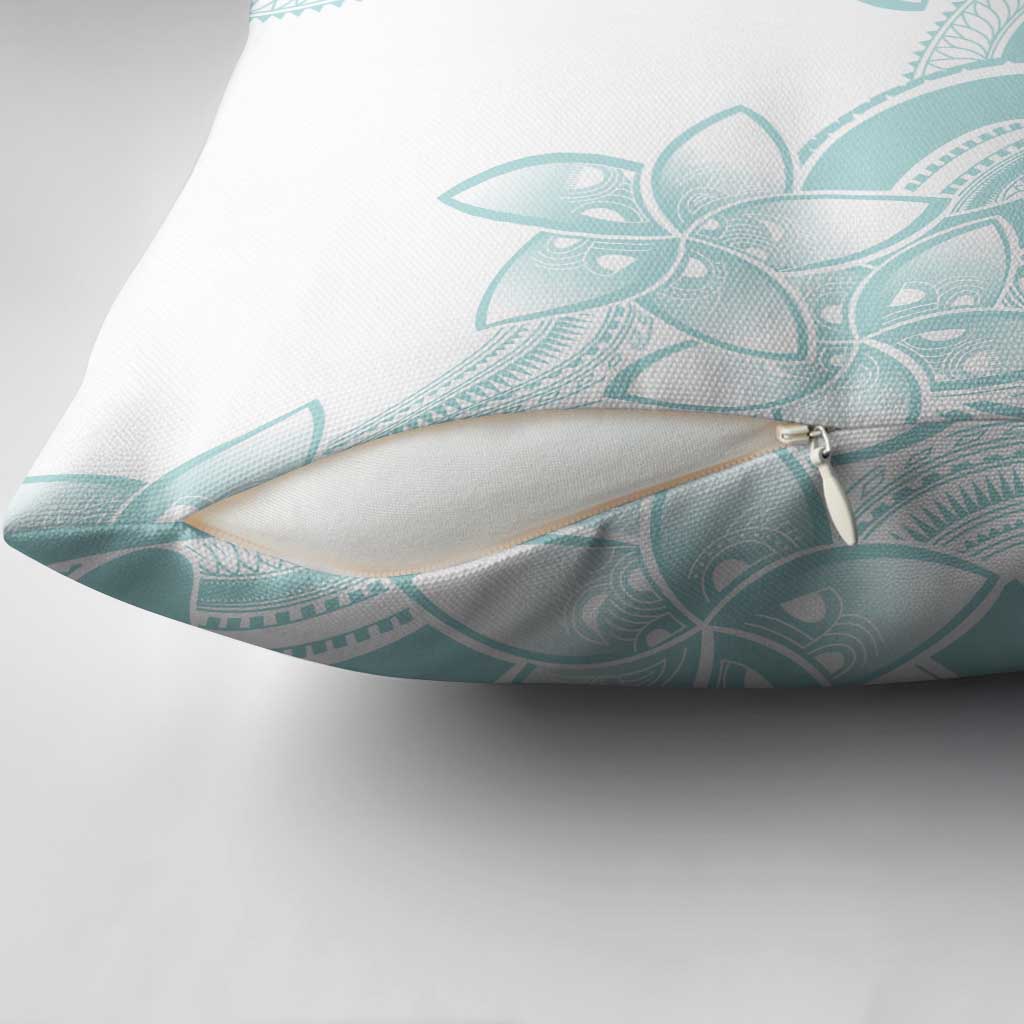 Polynesian Tribal Plumeria Lotu Tamaiti Pillow Cover Pastel Cyan - Polynesian Pride