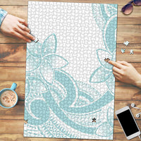 Polynesian Tribal Plumeria Lotu Tamaiti Puzzle Pastel Cyan - Polynesian Pride
