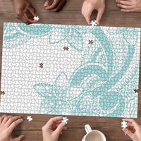 Polynesian Tribal Plumeria Lotu Tamaiti Puzzle Pastel Cyan - Polynesian Pride