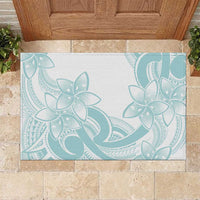 Polynesian Tribal Plumeria Lotu Tamaiti Rubber Doormat Pastel Cyan - Polynesian Pride