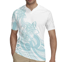 Polynesian Tribal Plumeria Lotu Tamaiti Rugby Jersey Pastel Cyan - Polynesian Pride