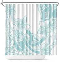 Polynesian Tribal Plumeria Lotu Tamaiti Shower Curtain Pastel Cyan - Polynesian Pride