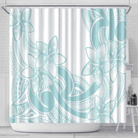 Polynesian Tribal Plumeria Lotu Tamaiti Shower Curtain Pastel Cyan - Polynesian Pride