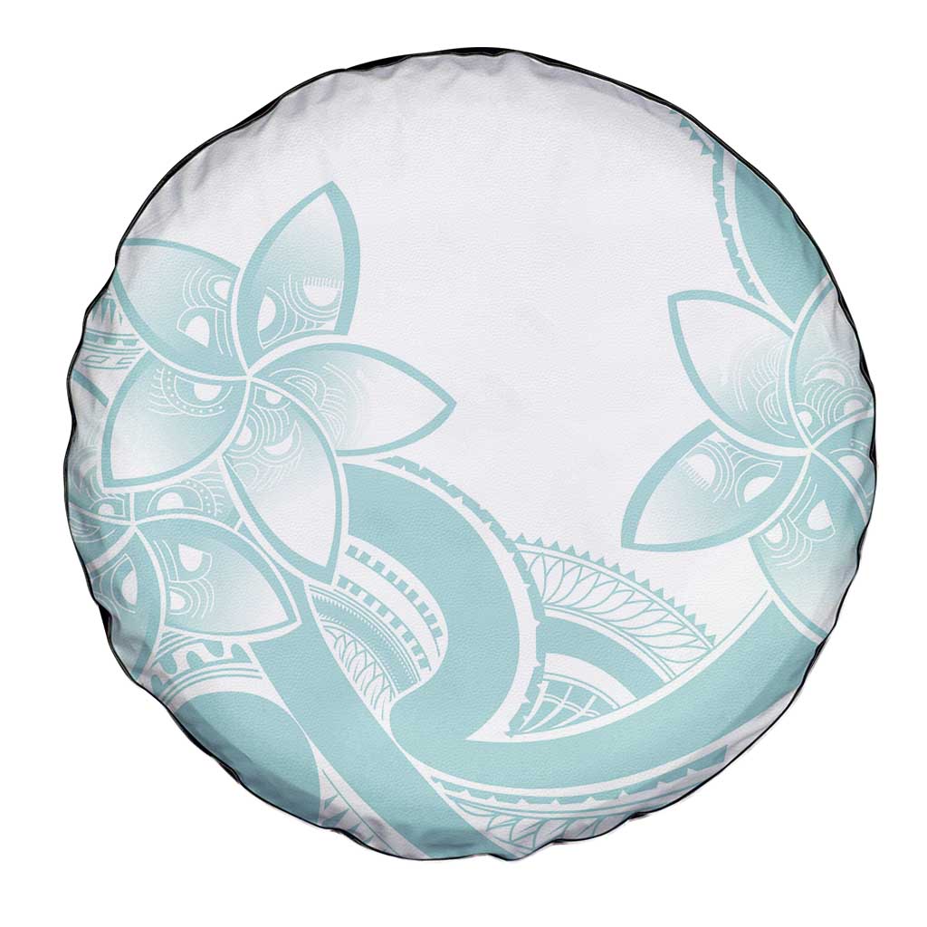Polynesian Tribal Plumeria Lotu Tamaiti Spare Tire Cover Pastel Cyan - Polynesian Pride