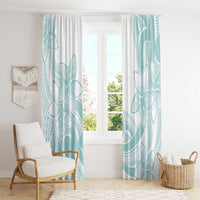 Polynesian Tribal Plumeria Lotu Tamaiti Window Curtain Pastel Cyan - Polynesian Pride