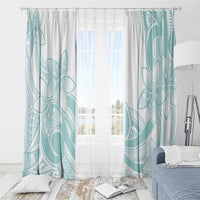 Polynesian Tribal Plumeria Lotu Tamaiti Window Curtain Pastel Cyan - Polynesian Pride