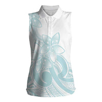 Polynesian Tribal Plumeria Lotu Tamaiti Women Sleeveless Polo Shirt Pastel Cyan - Polynesian Pride