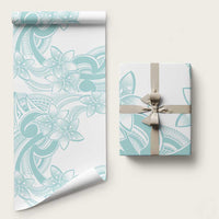 Polynesian Tribal Plumeria Lotu Tamaiti Wrapping Paper Pastel Cyan - Polynesian Pride
