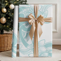 Polynesian Tribal Plumeria Lotu Tamaiti Wrapping Paper Pastel Cyan - Polynesian Pride