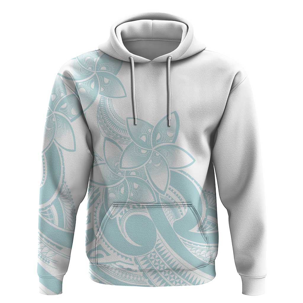 Polynesian Tribal Plumeria Lotu Tamaiti Zip Hoodie Pastel Cyan LT9 Pullover Hoodie Cyan - Polynesian Pride