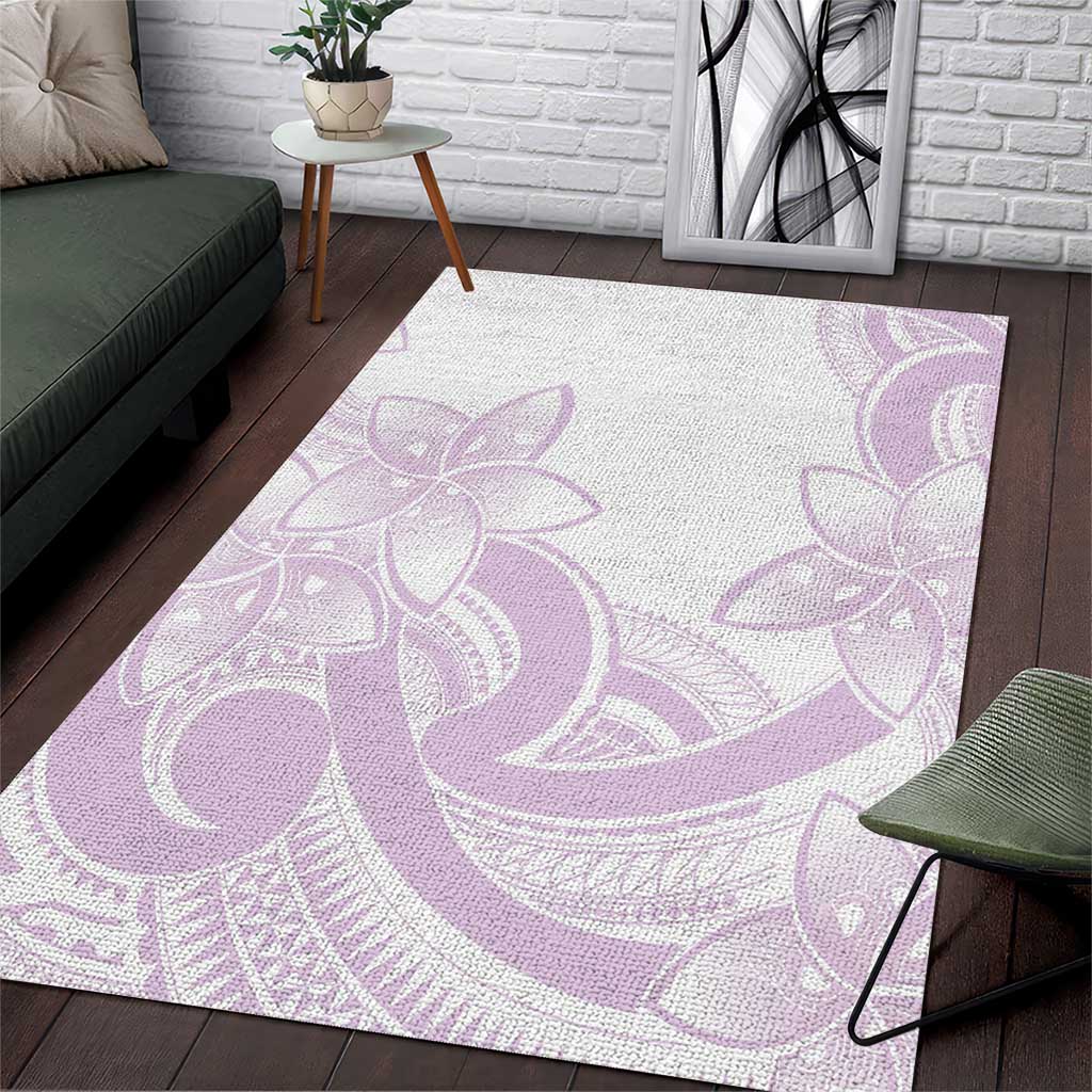 Polynesian Tribal Plumeria Lotu Tamaiti Area Rug Pastel Mauve - Polynesian Pride