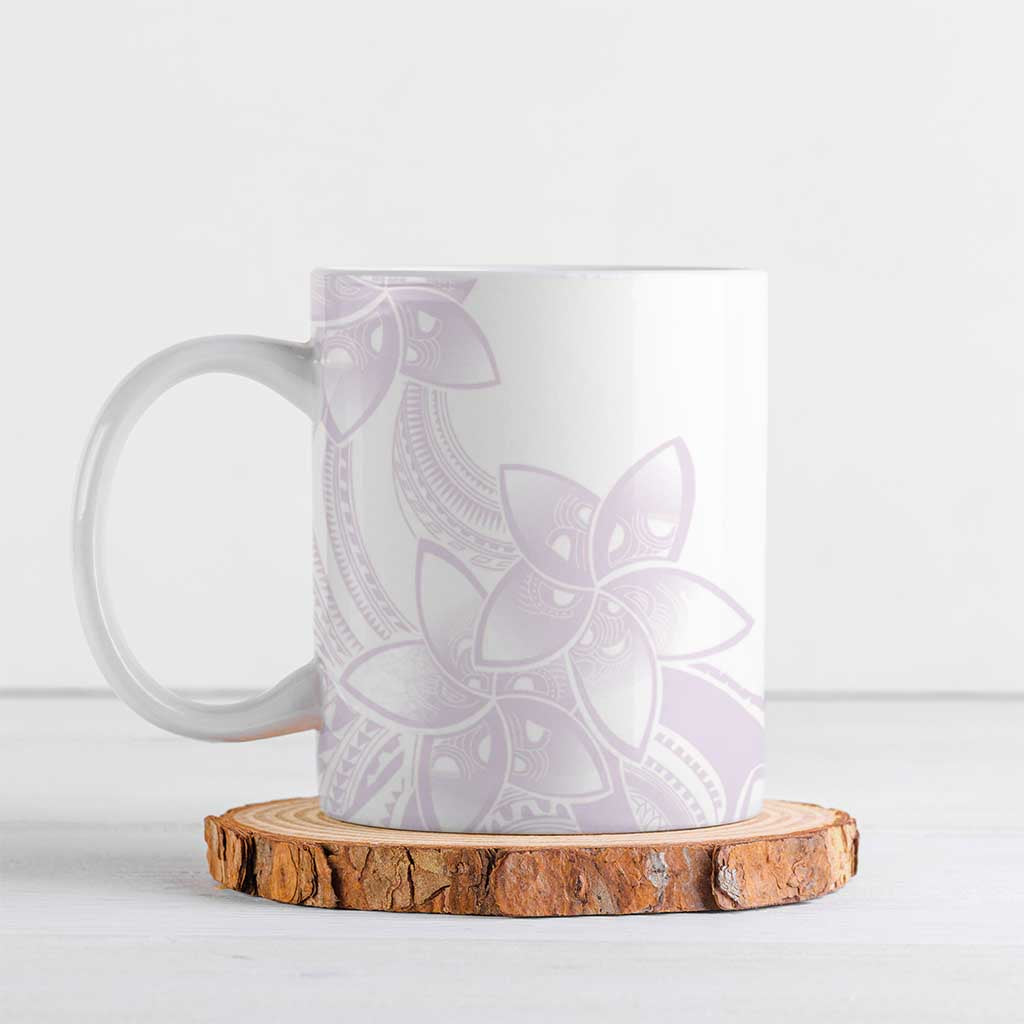 Polynesian Tribal Plumeria Lotu Tamaiti Ceramic Mug Pastel Mauve - Polynesian Pride