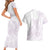 Polynesian Tribal Plumeria Lotu Tamaiti Couples Matching Short Sleeve Bodycon Dress and Hawaiian Shirt Pastel Mauve - Polynesian Pride