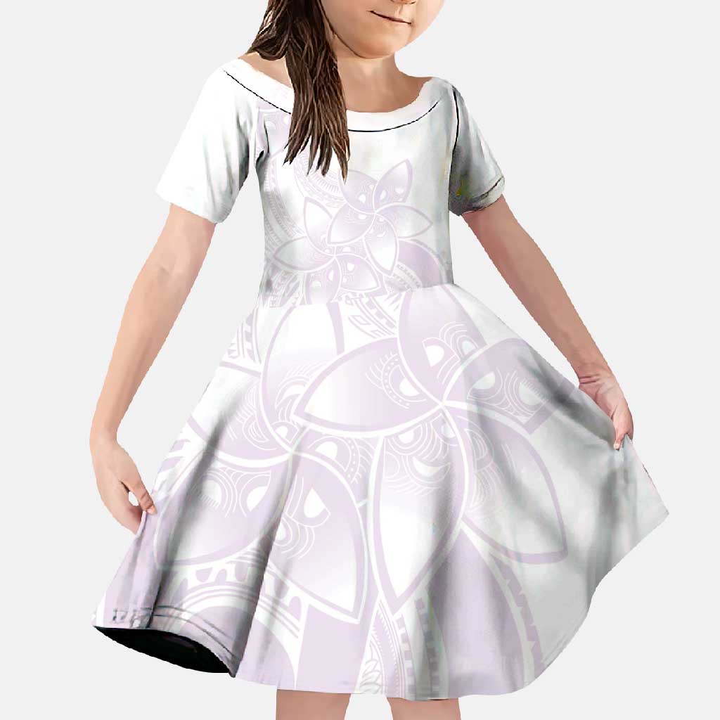 Polynesian Tribal Plumeria Lotu Tamaiti Family Matching Off Shoulder Maxi Dress and Hawaiian Shirt Pastel Mauve - Polynesian Pride