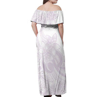 Polynesian Tribal Plumeria Lotu Tamaiti Family Matching Off Shoulder Maxi Dress and Hawaiian Shirt Pastel Mauve - Polynesian Pride