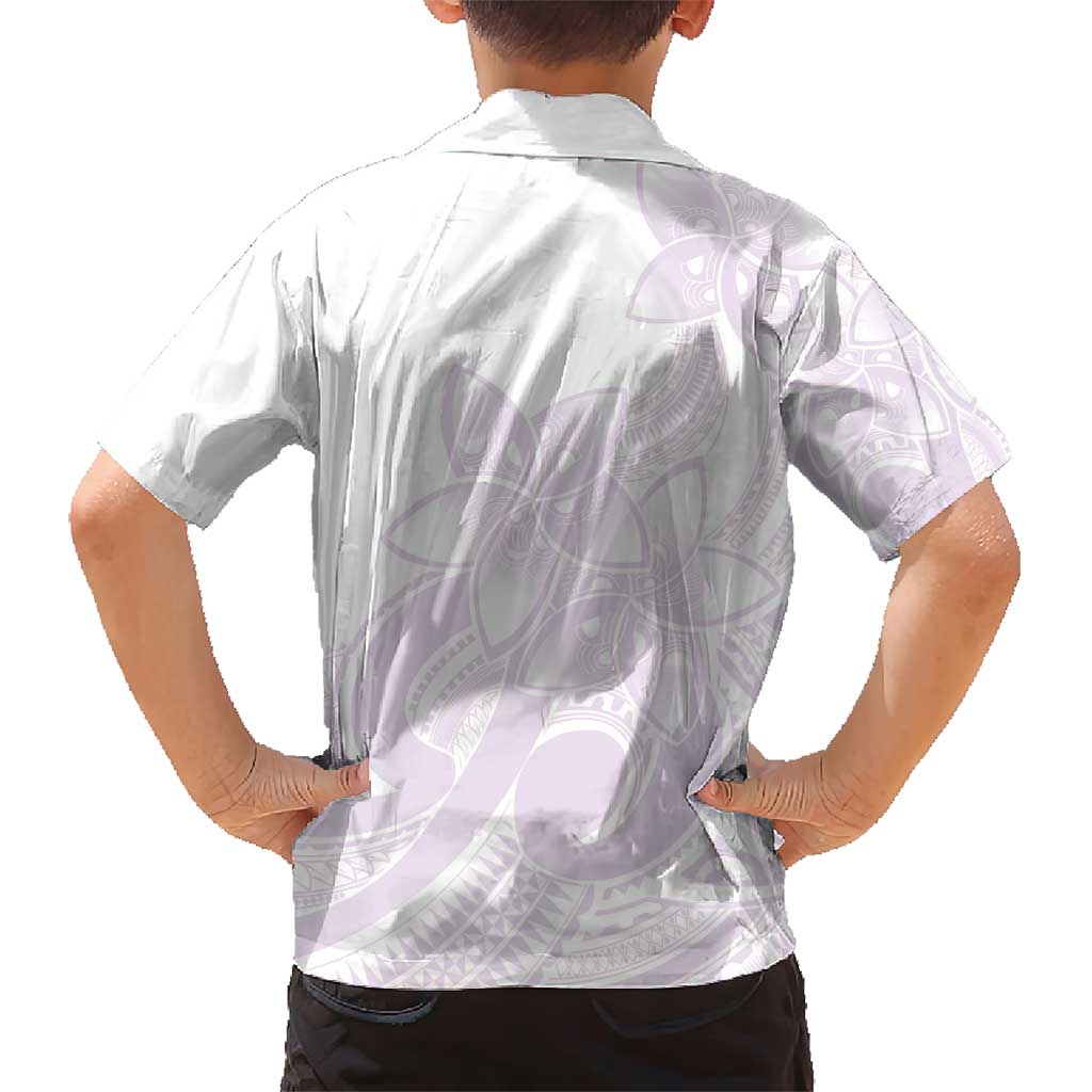 Polynesian Tribal Plumeria Lotu Tamaiti Family Matching Short Sleeve Bodycon Dress and Hawaiian Shirt Pastel Mauve - Polynesian Pride