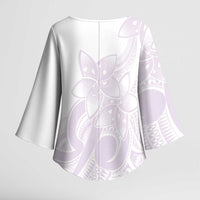 Polynesian Tribal Plumeria Lotu Tamaiti Kimono Sleeve Blouse Pastel Mauve - Polynesian Pride