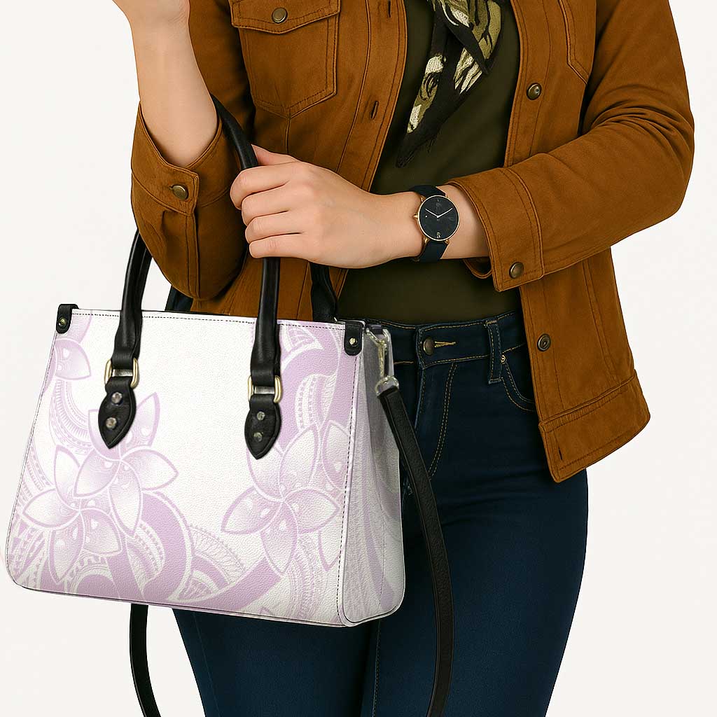 Polynesian Tribal Plumeria Lotu Tamaiti Leather Bag Pastel Mauve - Polynesian Pride