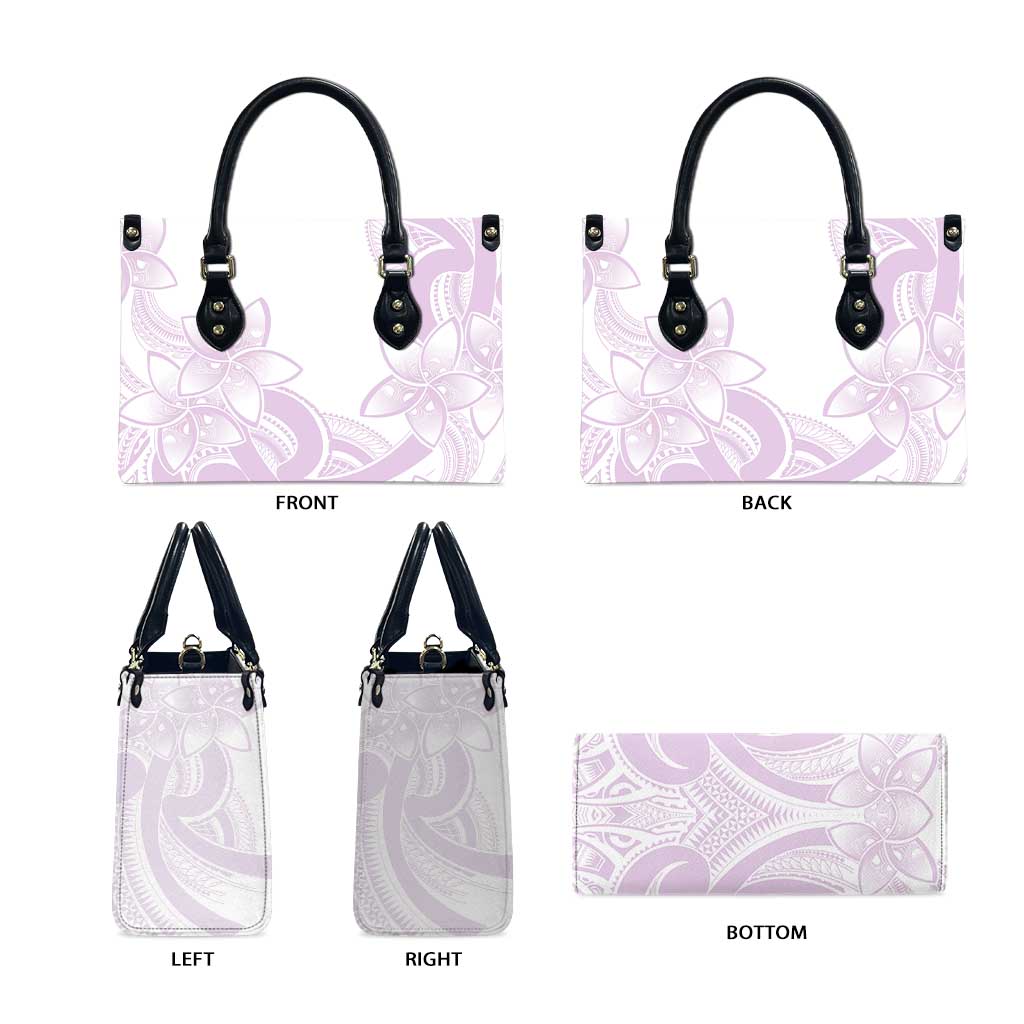 Polynesian Tribal Plumeria Lotu Tamaiti Leather Bag Pastel Mauve - Polynesian Pride