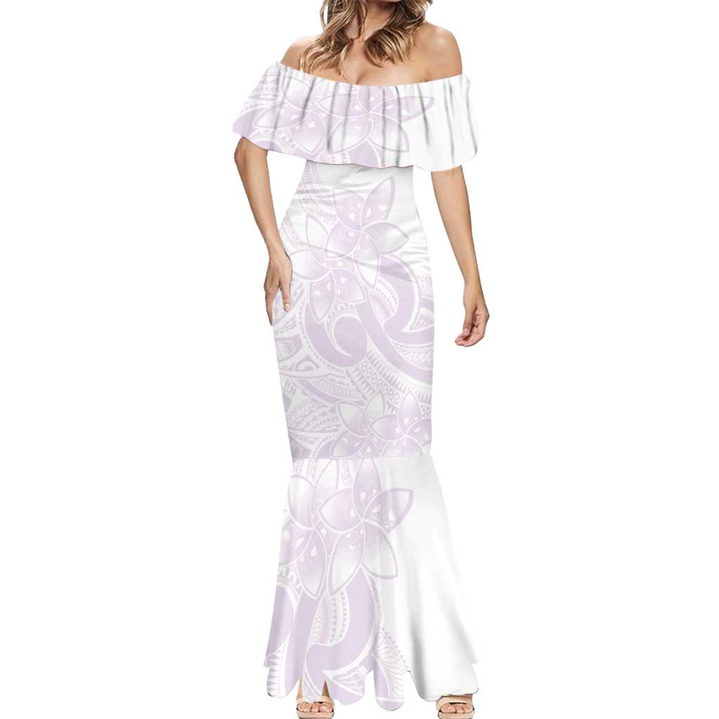 Polynesian Tribal Plumeria Lotu Tamaiti Mermaid Dress Pastel Mauve - Polynesian Pride