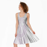 Polynesian Tribal Plumeria Lotu Tamaiti Midi Dress Pastel Mauve - Polynesian Pride