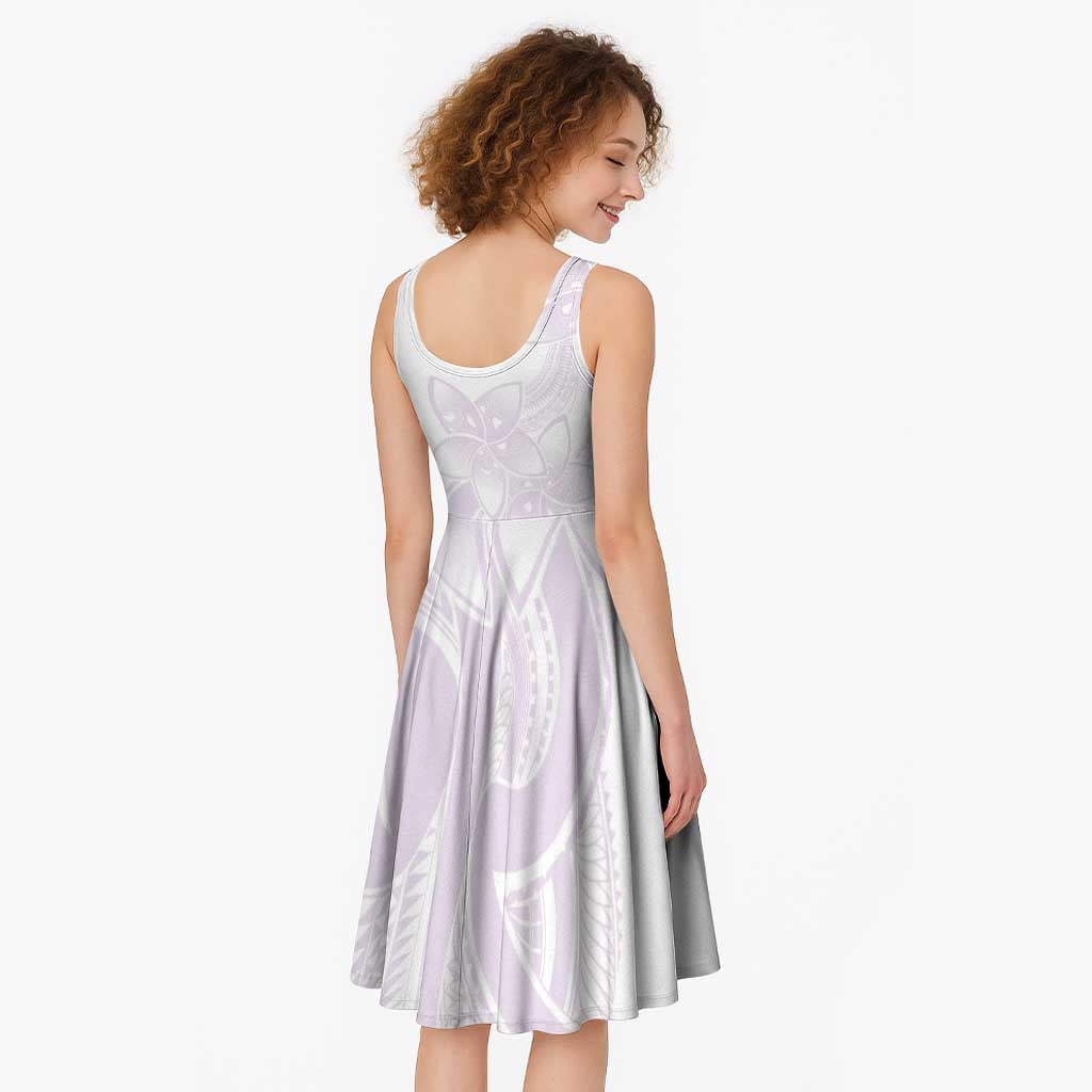 Polynesian Tribal Plumeria Lotu Tamaiti Midi Dress Pastel Mauve - Polynesian Pride