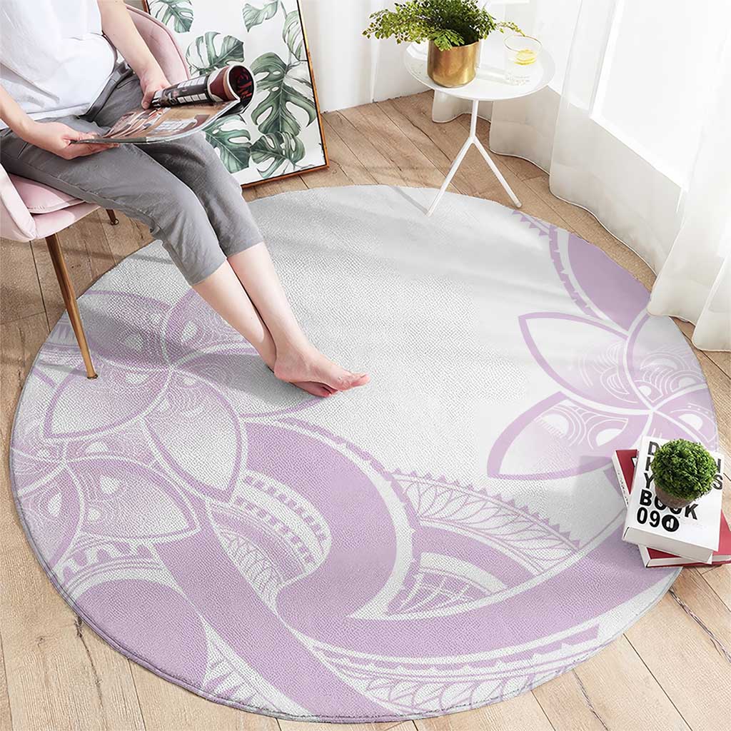 Polynesian Tribal Plumeria Lotu Tamaiti Round Carpet Pastel Mauve - Polynesian Pride