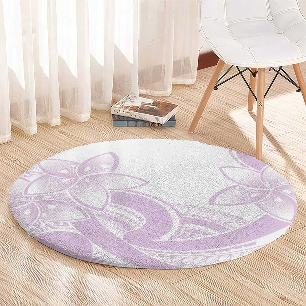 Polynesian Tribal Plumeria Lotu Tamaiti Round Carpet Pastel Mauve - Polynesian Pride