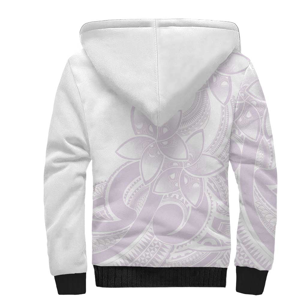 Polynesian Tribal Plumeria Lotu Tamaiti Sherpa Hoodie Pastel Mauve - Polynesian Pride