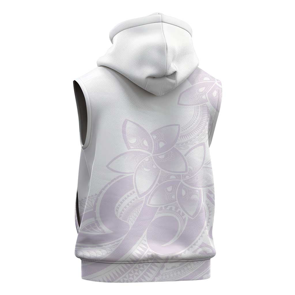 Polynesian Tribal Plumeria Lotu Tamaiti Sleeveless Zip Hoodie Pastel Mauve - Polynesian Pride