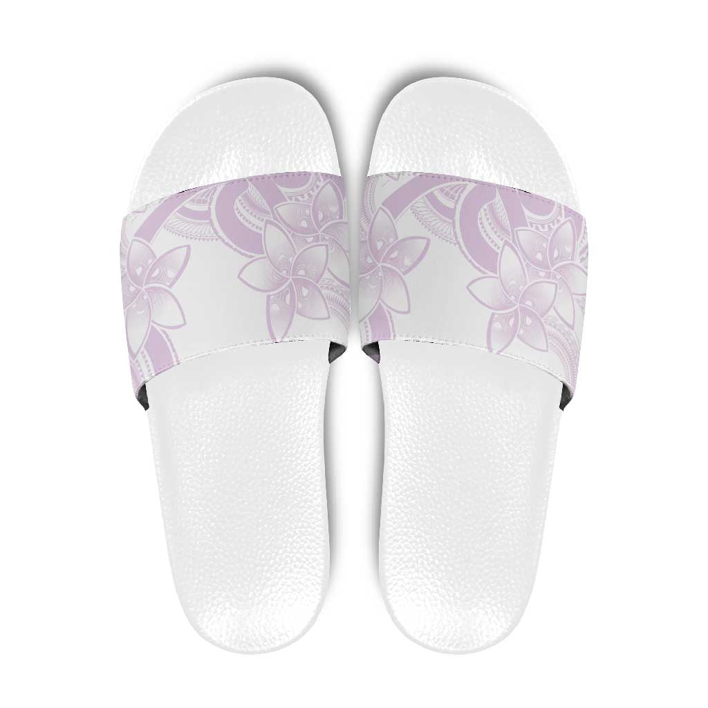 Polynesian Tribal Plumeria Lotu Tamaiti Slide Sandals Pastel Mauve - Polynesian Pride