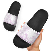 Polynesian Tribal Plumeria Lotu Tamaiti Slide Sandals Pastel Mauve - Polynesian Pride