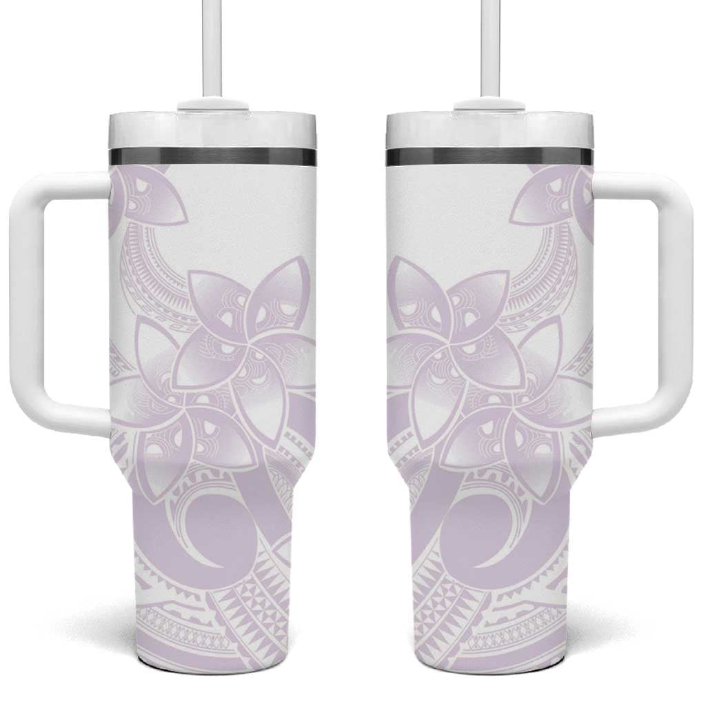 Polynesian Tribal Plumeria Lotu Tamaiti Tumbler With Handle Pastel Mauve - Polynesian Pride