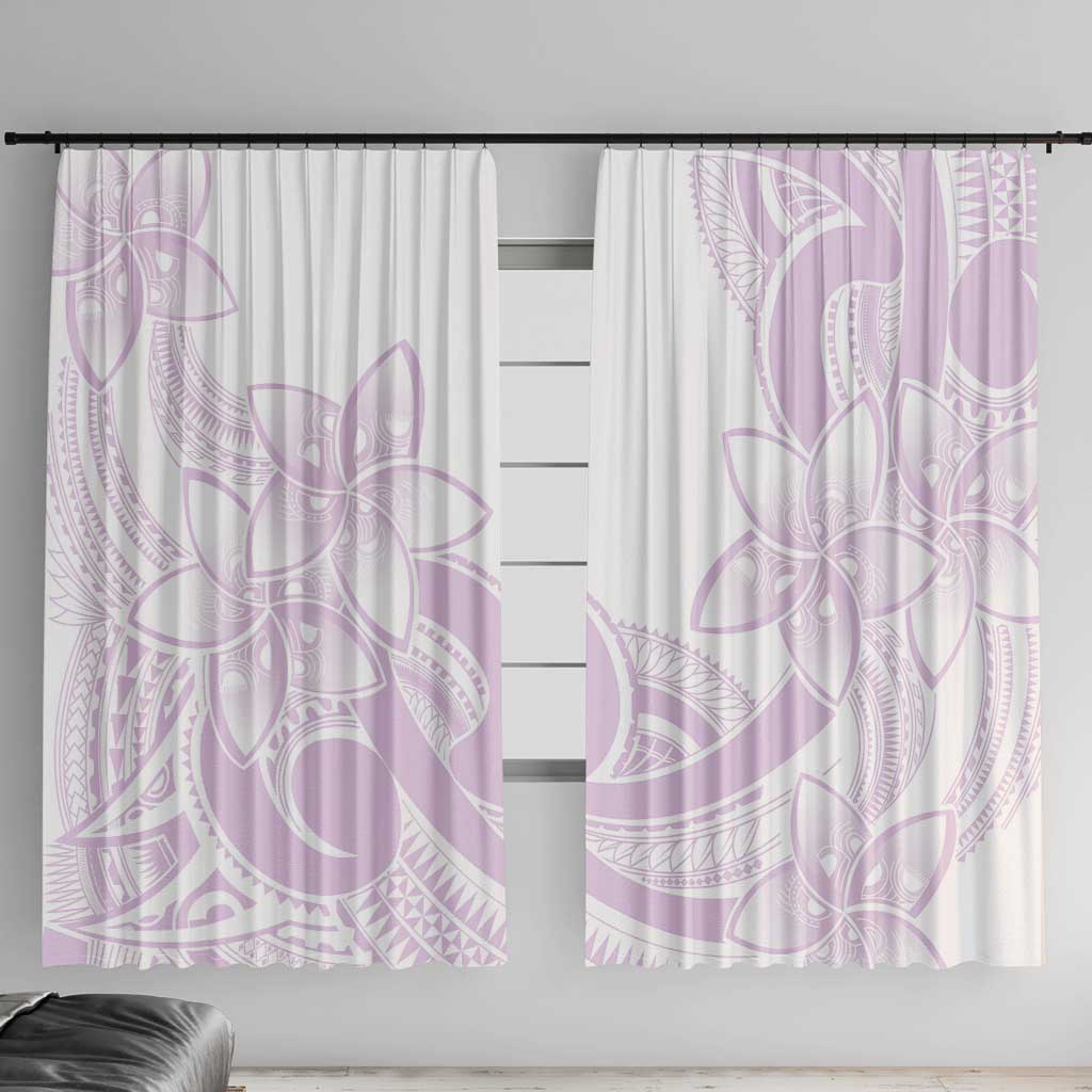 Polynesian Tribal Plumeria Lotu Tamaiti Window Curtain Pastel Mauve LT9 With Hooks Mauve - Polynesian Pride