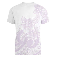 Polynesian Tribal Plumeria Lotu Tamaiti Women V-Neck T-Shirt Pastel Mauve - Polynesian Pride