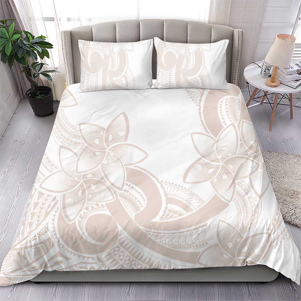 Polynesian Tribal Plumeria Lotu Tamaiti Bedding Set Pastel Nude - Polynesian Pride
