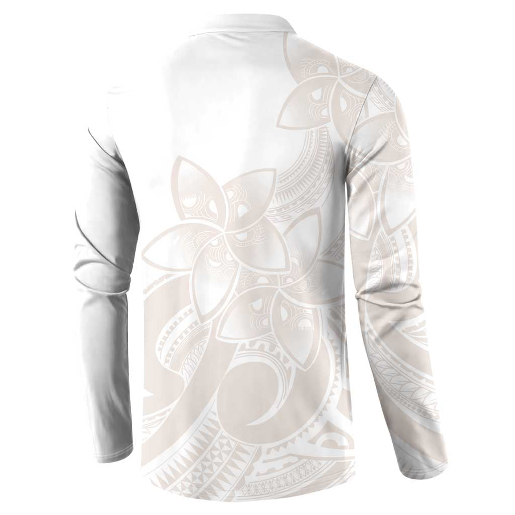 Polynesian Tribal Plumeria Lotu Tamaiti Button Sweatshirt Pastel Nude - Polynesian Pride