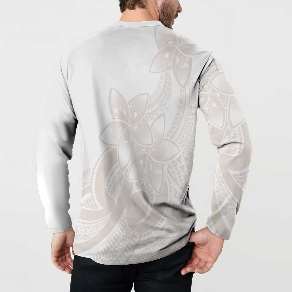 Polynesian Tribal Plumeria Lotu Tamaiti Button Sweatshirt Pastel Nude - Polynesian Pride