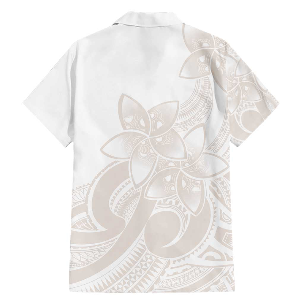 Polynesian Tribal Plumeria Lotu Tamaiti Family Matching Short Sleeve Bodycon Dress and Hawaiian Shirt Pastel Nude - Polynesian Pride