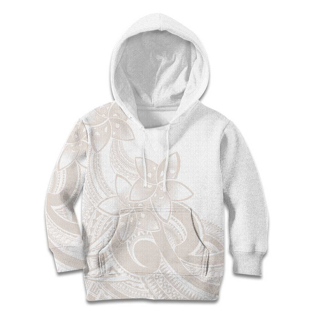Polynesian Tribal Plumeria Lotu Tamaiti Kid Hoodie Pastel Nude - Polynesian Pride