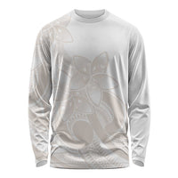 Polynesian Tribal Plumeria Lotu Tamaiti Long Sleeve Shirt Pastel Nude - Polynesian Pride