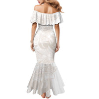 Polynesian Tribal Plumeria Lotu Tamaiti Mermaid Dress Pastel Nude - Polynesian Pride